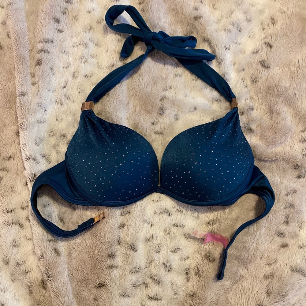 Victoria Secret Jeweled Blue Bikini Top